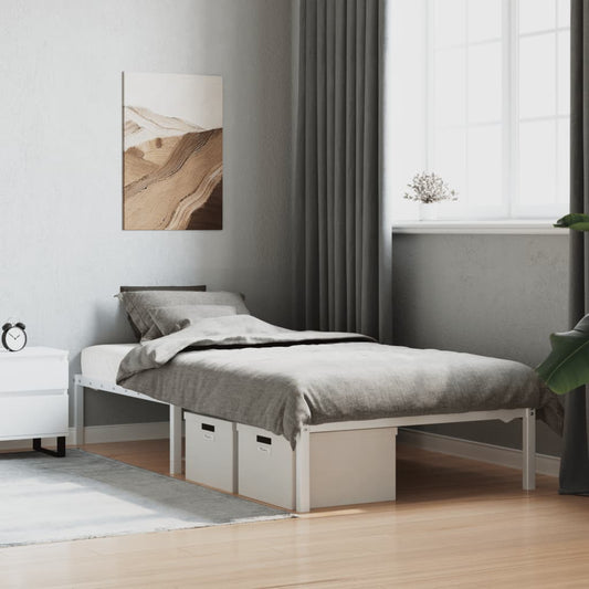 White Metal Bed Frame 100x200cm - Sturdy, Modern & Elegant Design