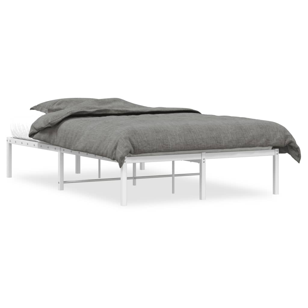 Sleek White Metal Bed Frame 120x190cm - No Mattress Included