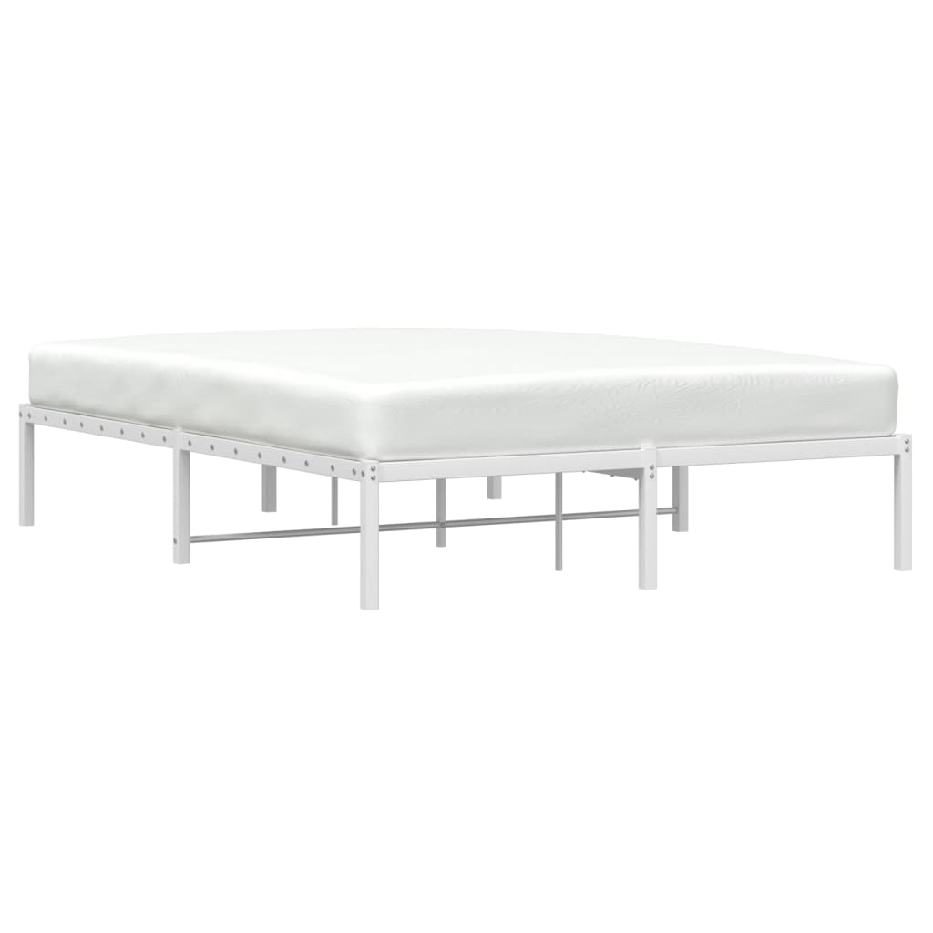 White Metal Bed Frame 140x190cm - Durable & Stylish Design
