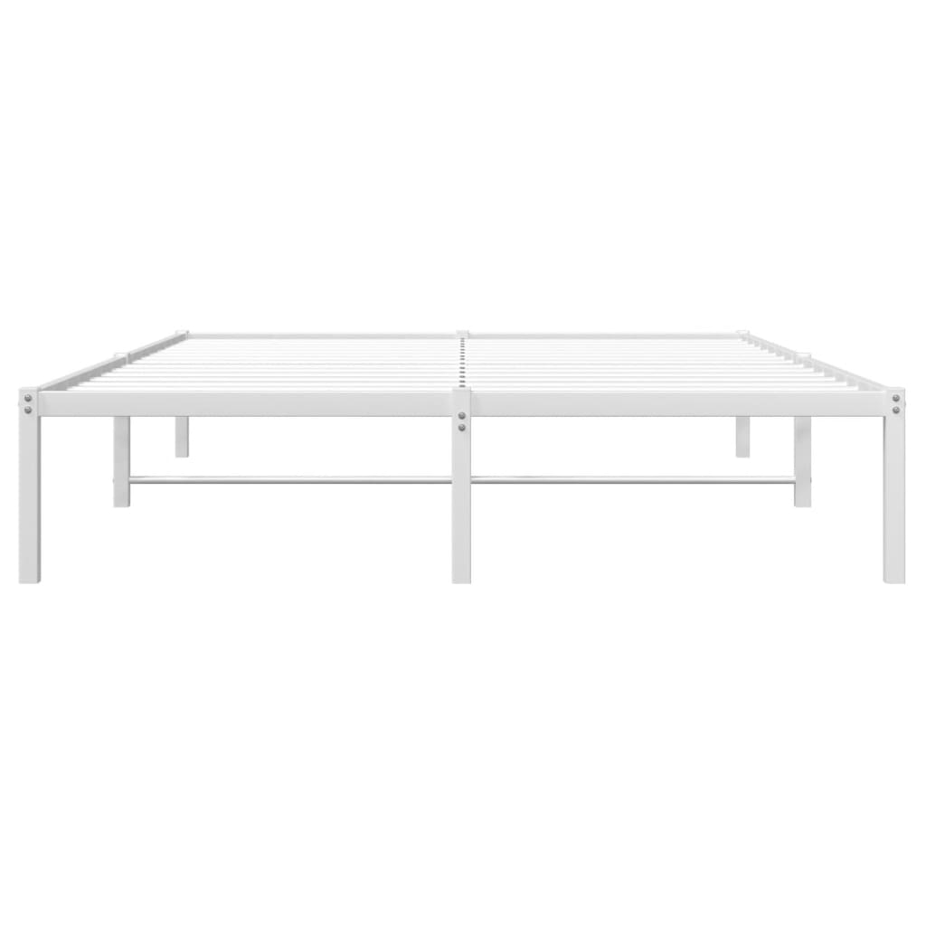 White Metal Bed Frame 140x190cm - Durable & Stylish Design