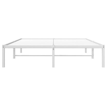 White Metal Bed Frame 140x190cm - Durable & Stylish Design
