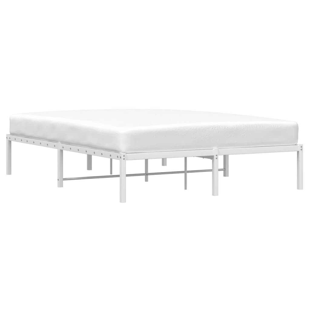 White Metal Bed Frame 140x200cm - Sturdy & Stylish Design
