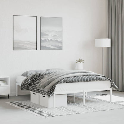 White Metal Bed Frame 140x200cm - Sturdy & Stylish Design