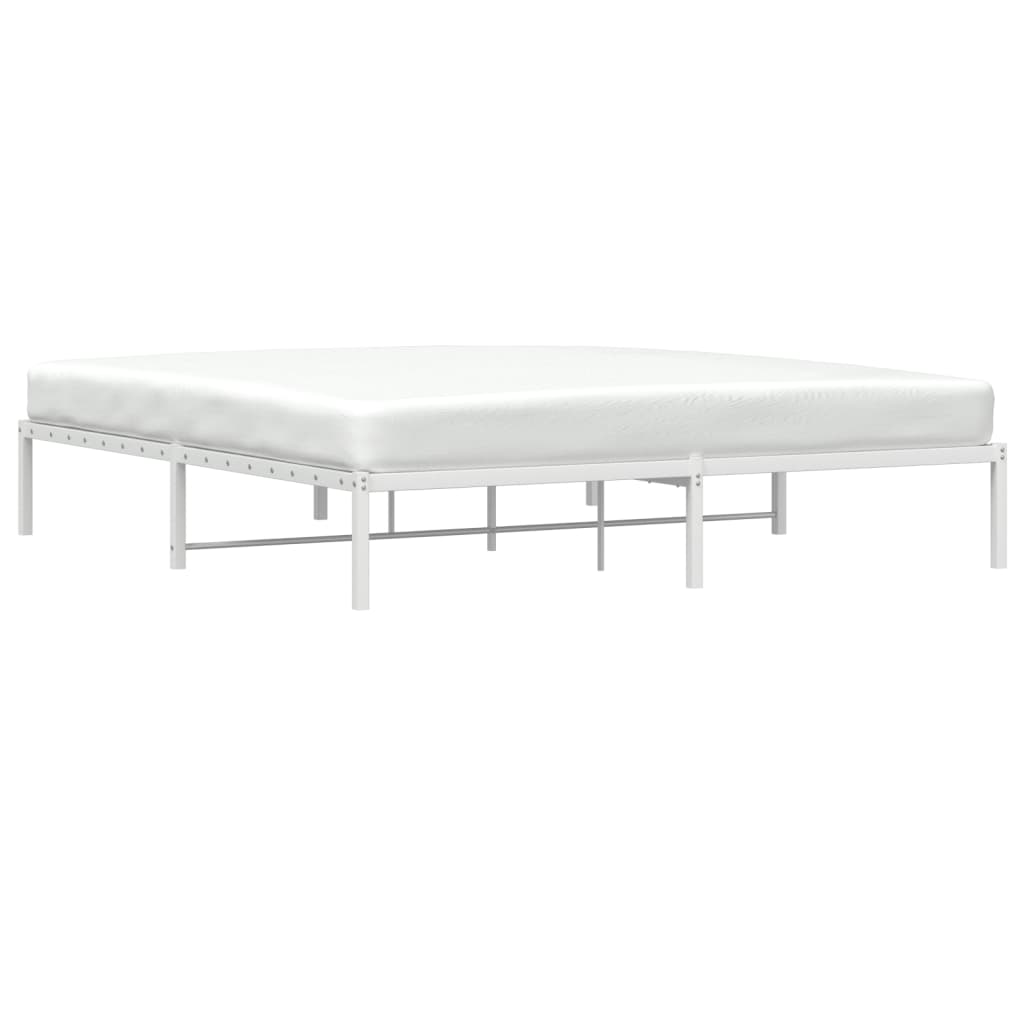 Elegant White Metal Bed Frame 183x213cm - Sturdy & Stylish Design