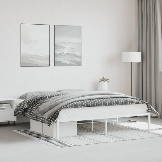 Elegant White Metal Bed Frame 183x213cm - Sturdy & Stylish Design