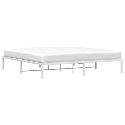 Sturdy White Metal Bed Frame 193x203cm - Sleek & Stylish Design