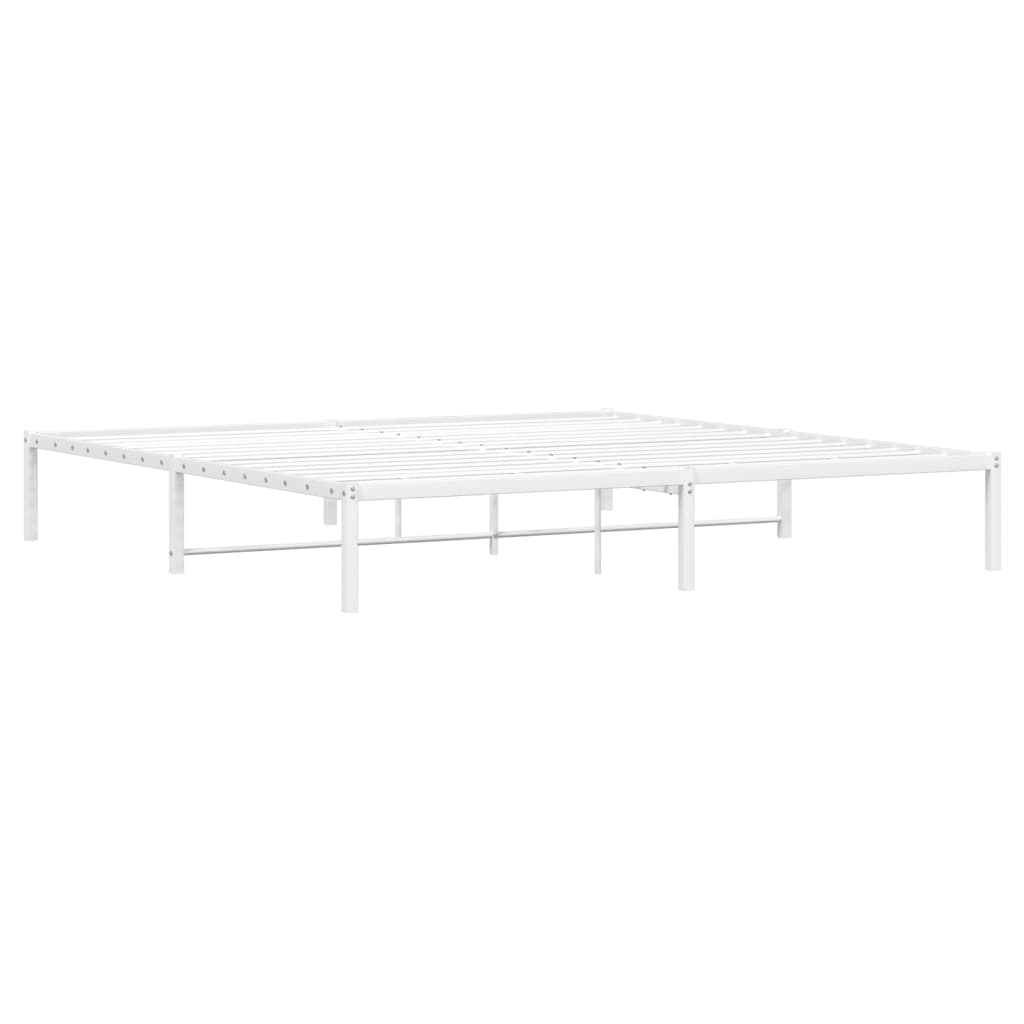 Sturdy White Metal Bed Frame 193x203cm - Sleek & Stylish Design