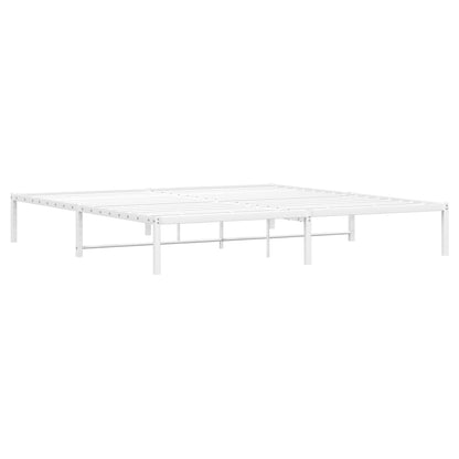Sturdy White Metal Bed Frame 193x203cm - Sleek & Stylish Design