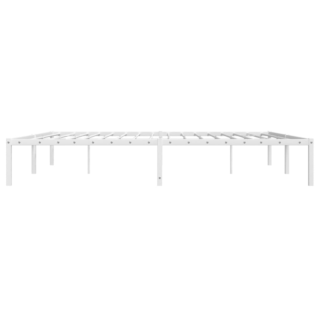 Sturdy White Metal Bed Frame 193x203cm - Sleek & Stylish Design