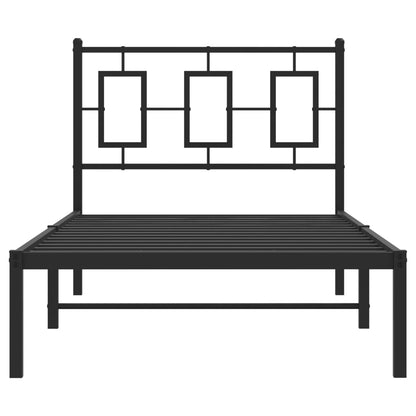 Black Metal Bed Frame with Headboard 90x190cm - No Mattress