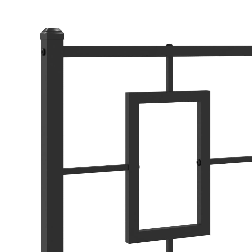 Black Metal Bed Frame with Headboard - 100x190cm, Mattress Not Included