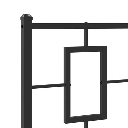 Black Metal Bed Frame with Headboard - 100x190cm, Mattress Not Included