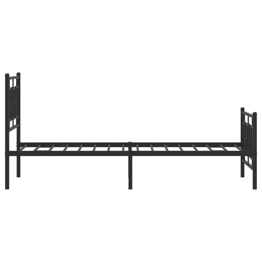 Black Metal Bed Frame with Footboard - 90x190cm, Mattress Not Included