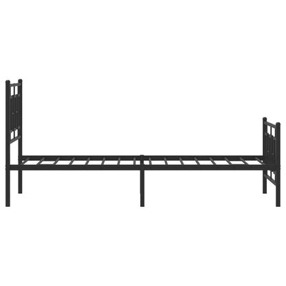 Black Metal Bed Frame with Footboard, 90x200cm, Mattress Not Included