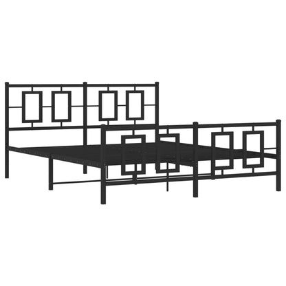 Elegant Black Metal Bed Frame with Footboard 160x200cm