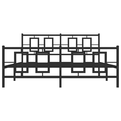 Elegant Black Metal Bed Frame with Footboard 160x200cm