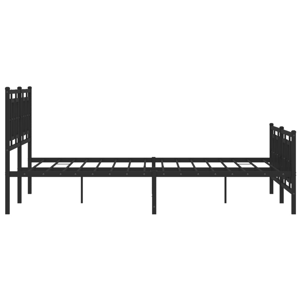 Elegant Black Metal Bed Frame with Footboard 160x200cm
