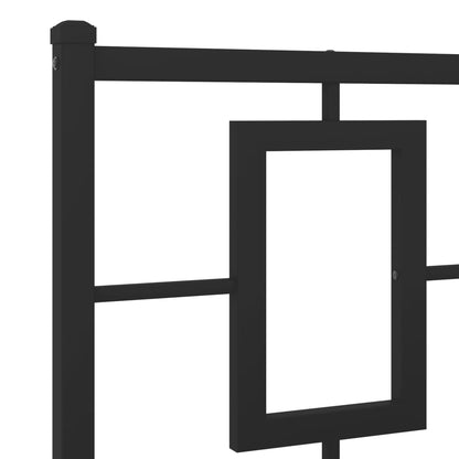 Elegant Black Metal Bed Frame with Footboard 160x200cm