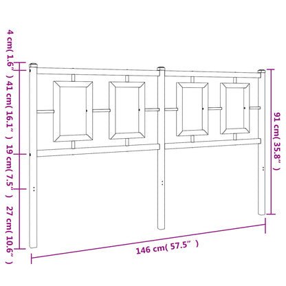Metal Headboard Black 140 cm