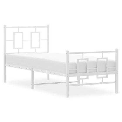 Metal Bed Frame without Mattress with Footboard White 80x200cm