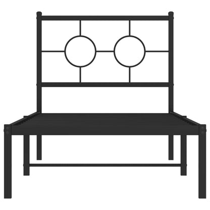 Black Metal Bed Frame 80x200cm with Headboard - Mattress Not Included