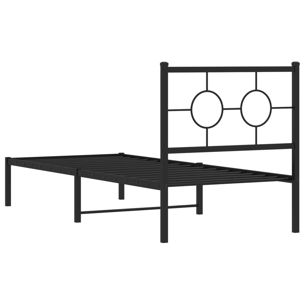 Black Metal Bed Frame 80x200cm with Headboard - Mattress Not Included