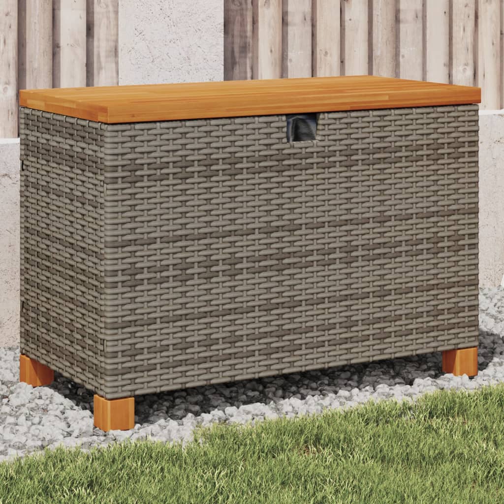 Garden Storage Box Poly Rattan Acacia Wood