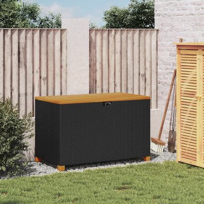 Garden Storage Box Poly Rattan Acacia Wood