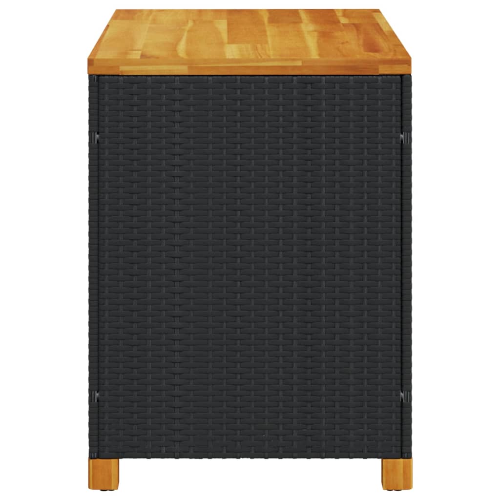 Garden Storage Box Poly Rattan Acacia Wood