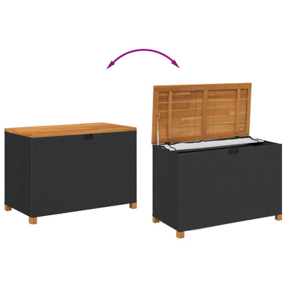 Garden Storage Box Poly Rattan Acacia Wood