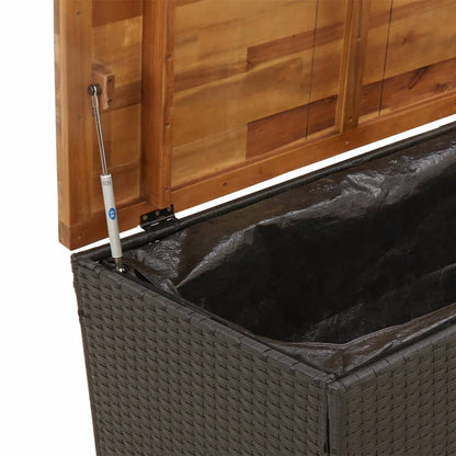 Garden Storage Box Poly Rattan Acacia Wood