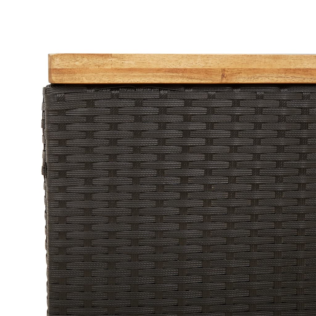Garden Storage Box Poly Rattan Acacia Wood