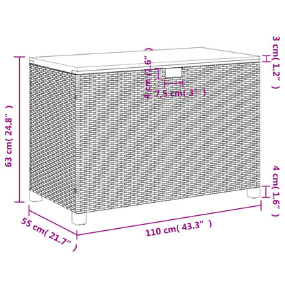 Garden Storage Box Poly Rattan Acacia Wood