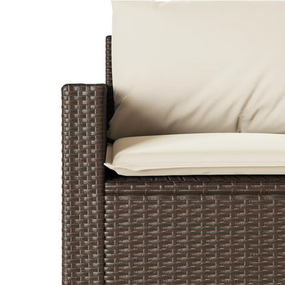 Elegant Brown 3-Seater Poly Rattan Garden Sofa with Cushions