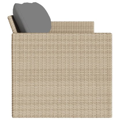 3-Seater Beige Poly Rattan Garden Sofa with Cushions