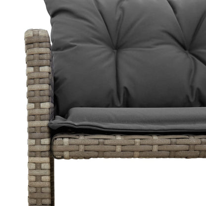 L-Shaped Grey Poly Rattan Garden Sofa Set with Table & Cushions