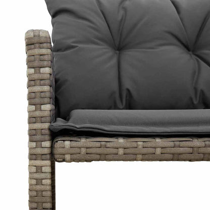 L-Shaped Grey Poly Rattan Garden Sofa with Table & Cushions