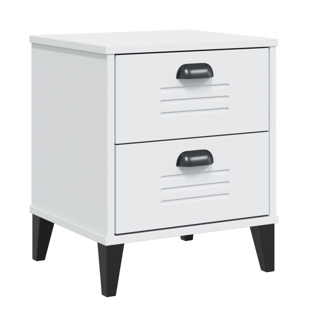 VIKEN White Bedside Cabinet - Stylish Engineered Wood Nightstand
