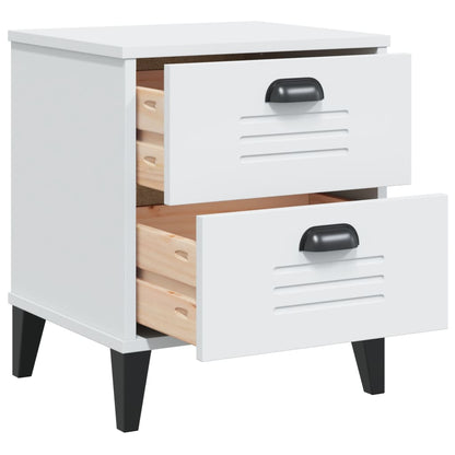 VIKEN White Bedside Cabinet - Stylish Engineered Wood Nightstand
