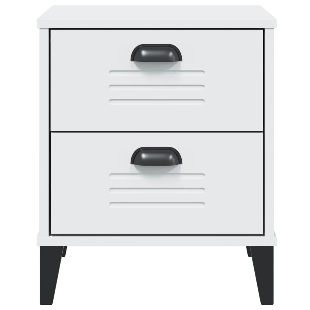 VIKEN White Bedside Cabinet - Stylish Engineered Wood Nightstand