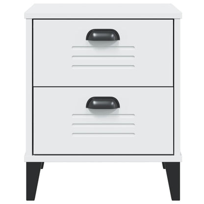 VIKEN White Bedside Cabinet - Stylish Engineered Wood Nightstand