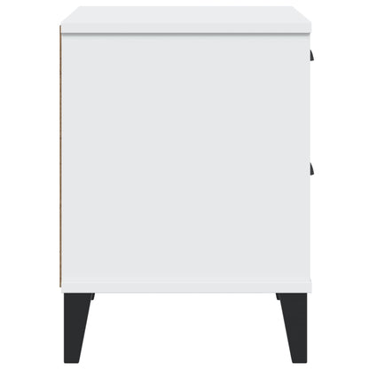 VIKEN White Bedside Cabinet - Stylish Engineered Wood Nightstand