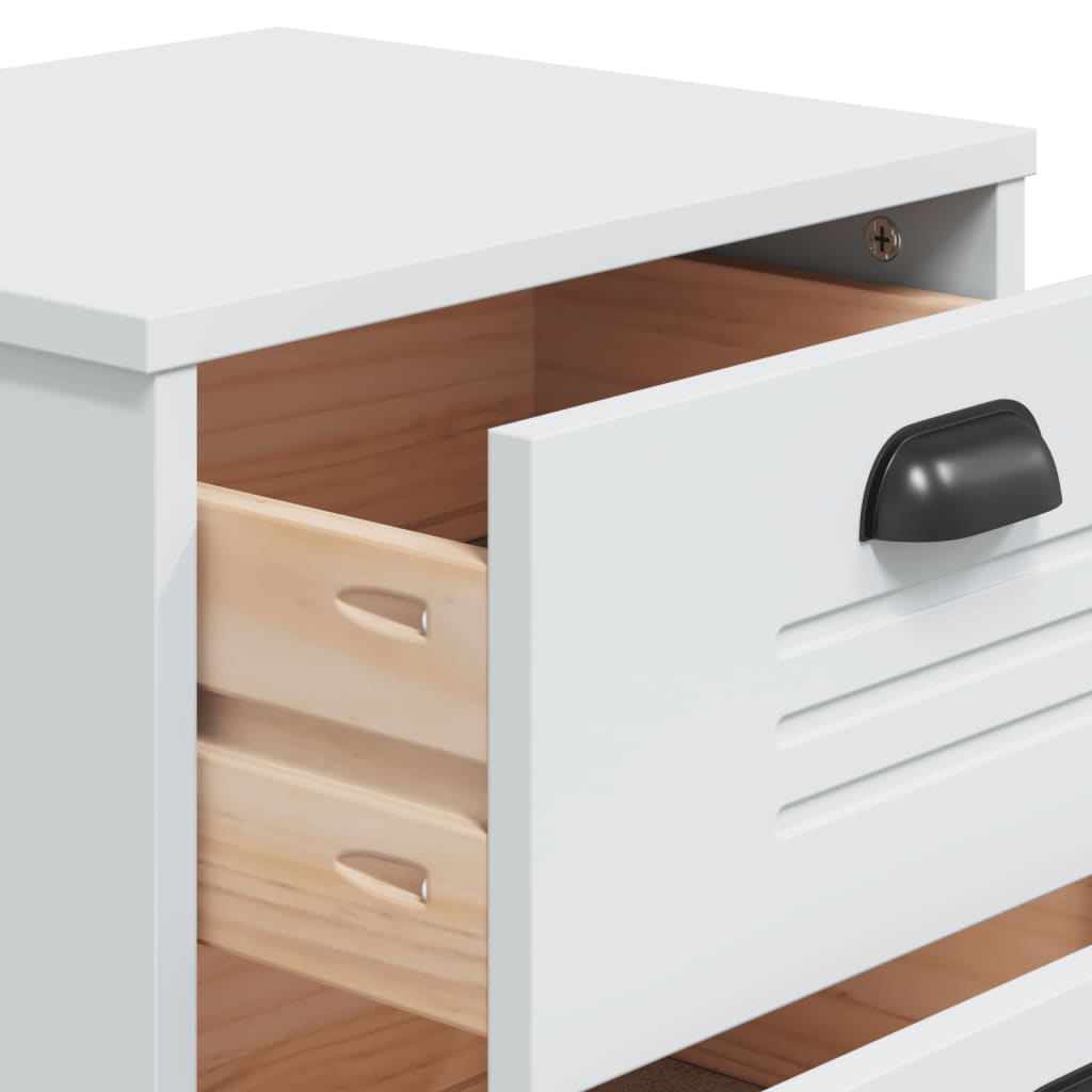 VIKEN White Bedside Cabinet - Stylish Engineered Wood Nightstand