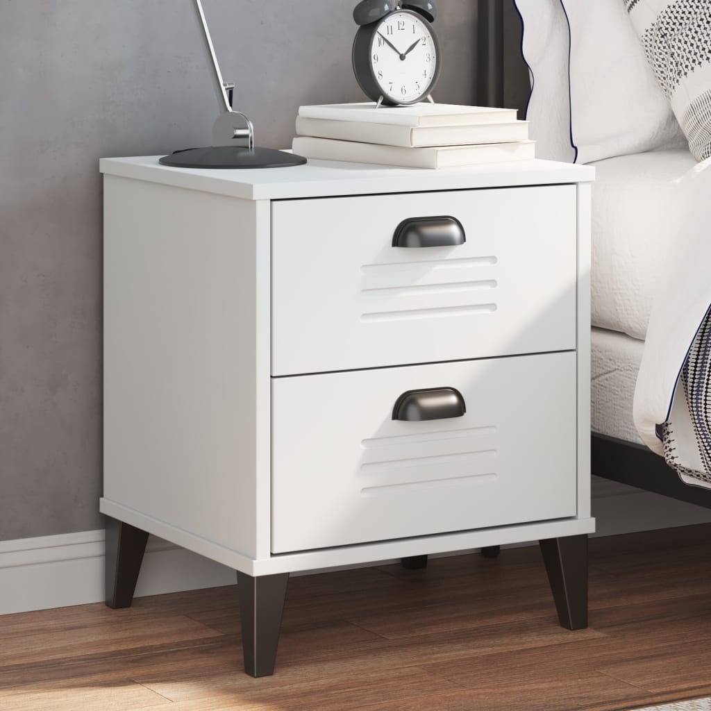 VIKEN White Bedside Cabinet - Stylish Engineered Wood Nightstand