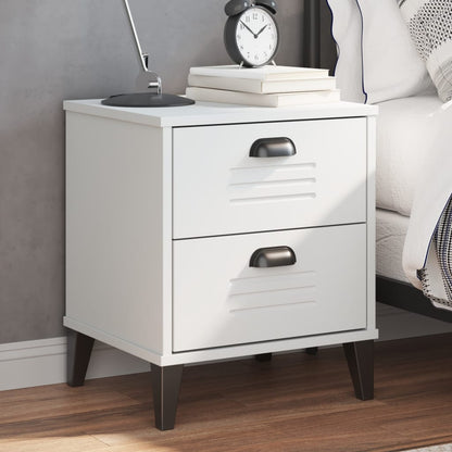 VIKEN White Bedside Cabinet - Stylish Engineered Wood Nightstand