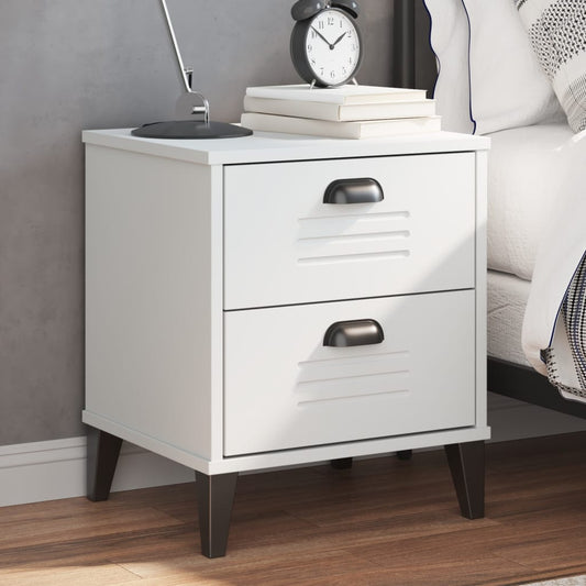 VIKEN White Bedside Cabinet - Stylish Engineered Wood Nightstand