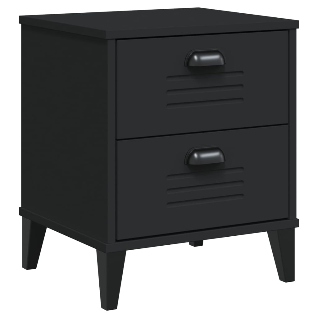 Sleek Black VIKEN Bedside Cabinet in Engineered Wood
