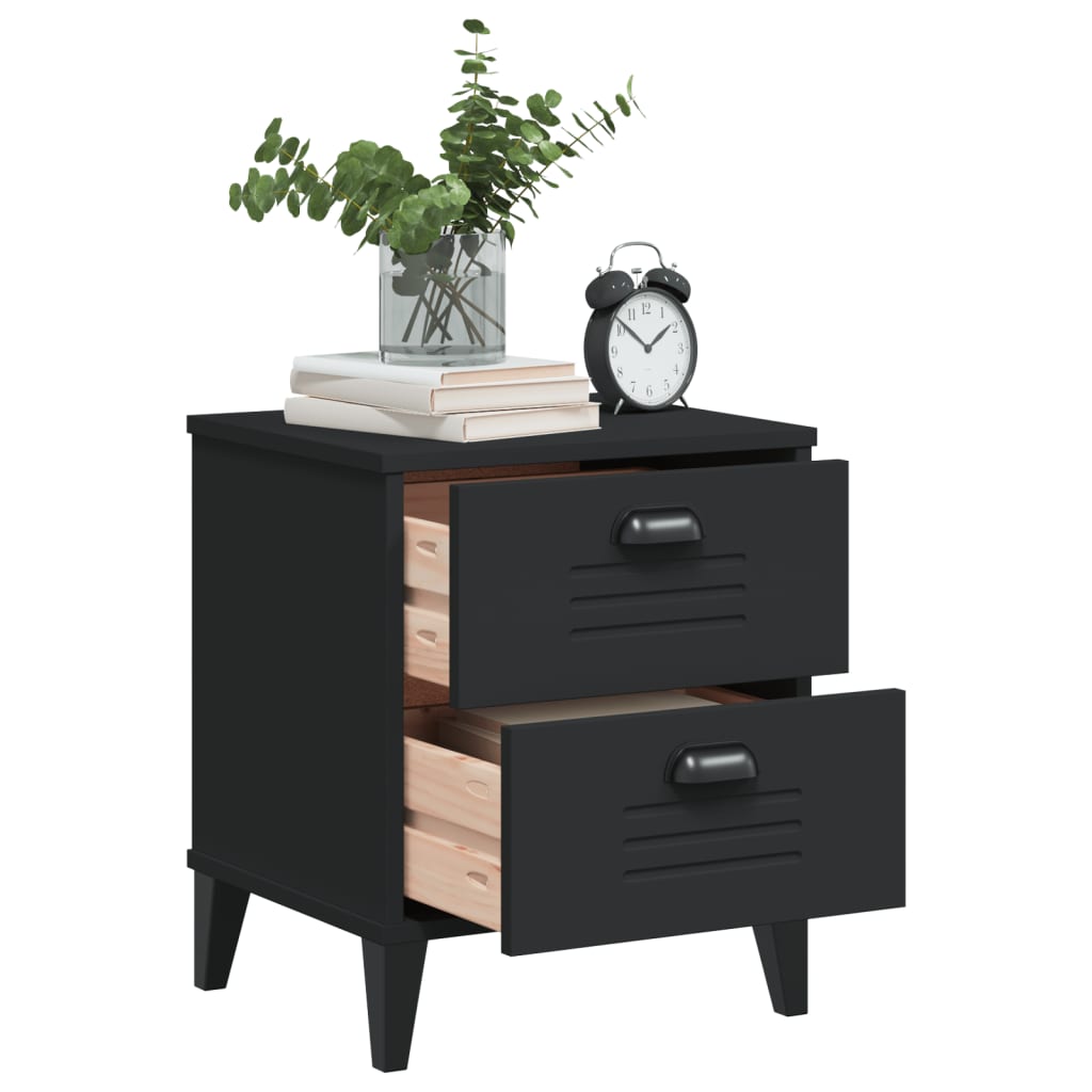 Sleek Black VIKEN Bedside Cabinet in Engineered Wood