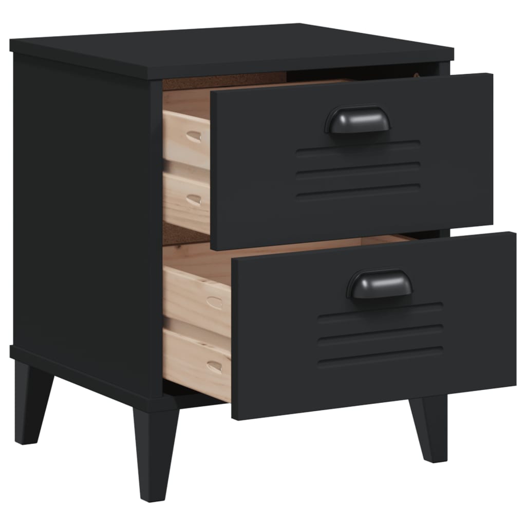 Sleek Black VIKEN Bedside Cabinet in Engineered Wood