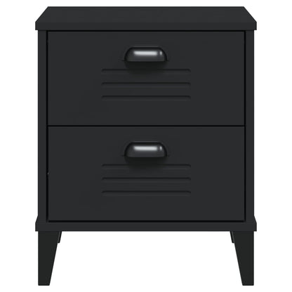 Sleek Black VIKEN Bedside Cabinet in Engineered Wood